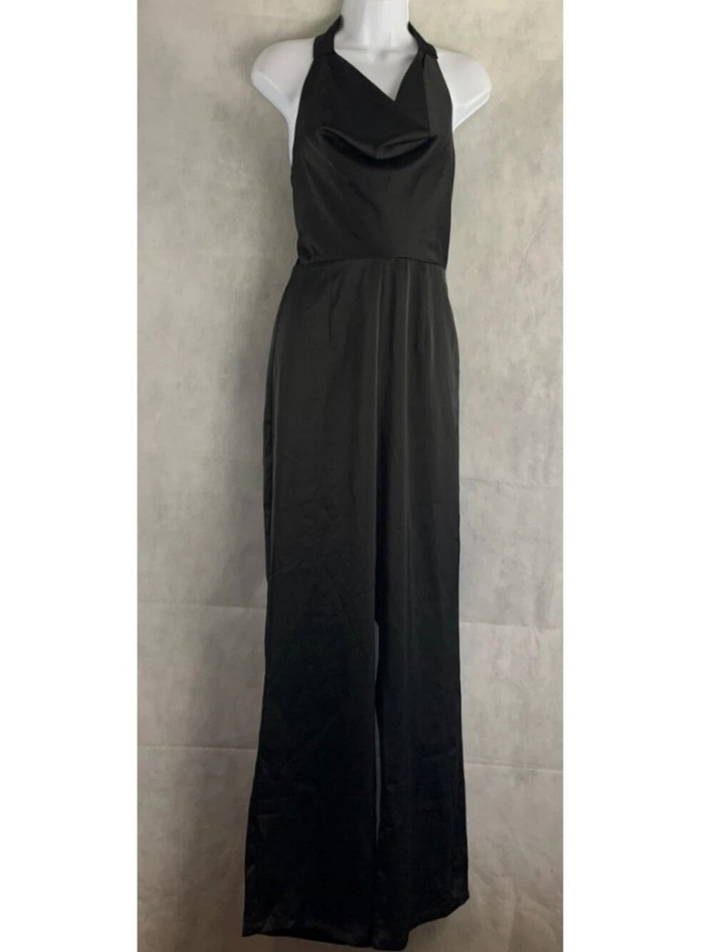 19 Cooper Women's Sleeveless Cowl Neck Halter Jumpsuit, Black